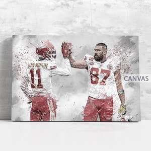 Travis Kelce Wall Art Kansas City Chiefs Poster Print Football Artwork NFL Framed Canvas Print Home Decor Gift M101 Birthday Gift