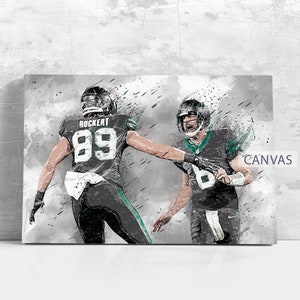Aaron Rodgers Ruckert Poster New York Jets Wall Art Print Football Artwork NFL Framed Canvas Print Home Decor Gift M64 Birthday Gift