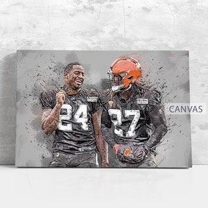 Nick Chubb Wall Art Cleveland Browns Poster Print Football Artwork NFL Framed Canvas Print Home Decor Gift M96 Birthday Gift