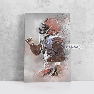 Nick Chubb Wall Art Cleveland Browns Poster Print Football Artwork NFL Framed Canvas Print Home Decor Gift M95 Birthday Gift