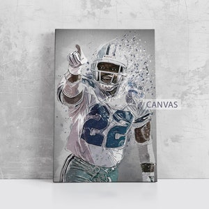 Emmitt Smith Poster Dallas Cowboys Wall Art Print Football Artwork NFL Sports Framed Canvas Print Home Decor Gift M117 Birthday Gift