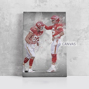Patrick Mahomes Travis Kelce Wall Art Kansas City Chiefs Poster Print Football Artwork NFL Framed Canvas Print Home Decor Gift M92