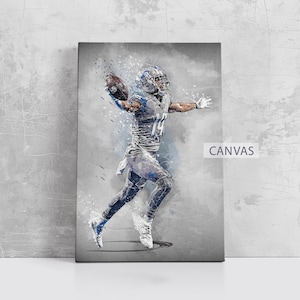 Amon-Ra St. Brown Poster Detroit Lions Wall Art Print Football Artwork NFL Sports Framed Canvas Print Home Decor Gift M111 Birthday Gift