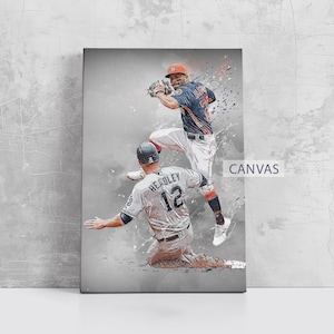 Jose Altuve Poster Houston Astros Wall Art Print Baseball Artwork MLB Sports Framed Canvas Print Home Decor Gift M143 Birthday Gift