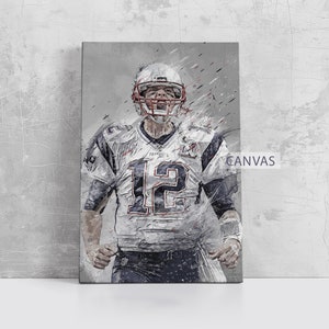 Tom Brady Wall Art New England Patriots Poster Print Football Artwork NFL Framed Canvas Print Home Decor Gift M99 Birthday Gift