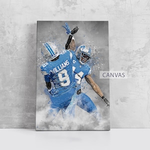 Amon-Ra St. Brown Poster Detroit Lions Wall Art Print Football Artwork NFL Sports Framed Canvas Print Home Decor Gift M112 Birthday Gift