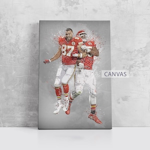 Patrick Mahomes Travis Kelce Wall Art Kansas City Chiefs Poster Print Football Artwork NFL Framed Canvas Print Home Decor Gift M90
