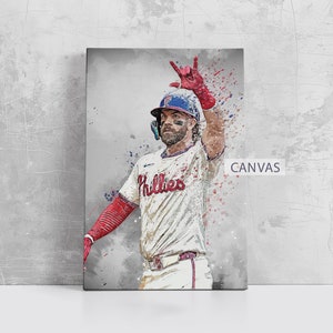 Bryce Harper Poster Philadelphia Phillies Wall Art Print Baseball Artwork MLB Sports Framed Canvas Print Home Decor Gift M128 Birthday Gift