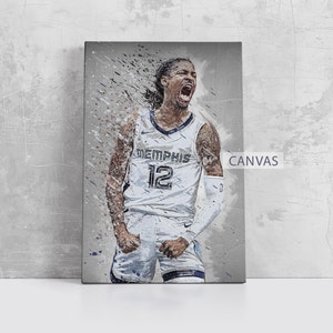 Ja Morant Framed Canvas Print  Memphis Grizzlies Poster Basketball Artwork NBA Wall Art Print Home Decor Gift M36 Birthday Gift