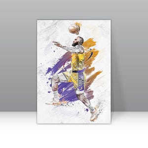 Lebron James Poster Los Angeles Lakers Wall Art Print Basketball Sports Poster  Canvas Print Framed Poster Basketball Poster Home Decor H73