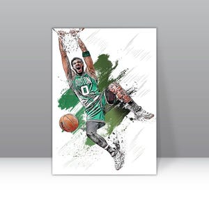 Jason Tatum Poster Boston Celtics Wall Art Print Basketball Sports Poster NBA Canvas Print Framed Poster Basketball Poster Home Decor H44