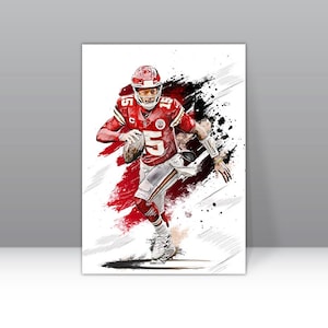 Patrick Mahomes Poster Kansas City Chiefs Wall Art Print Football Player Poster Sports Canvas NFL Print Football Home Decor Man Cave H175