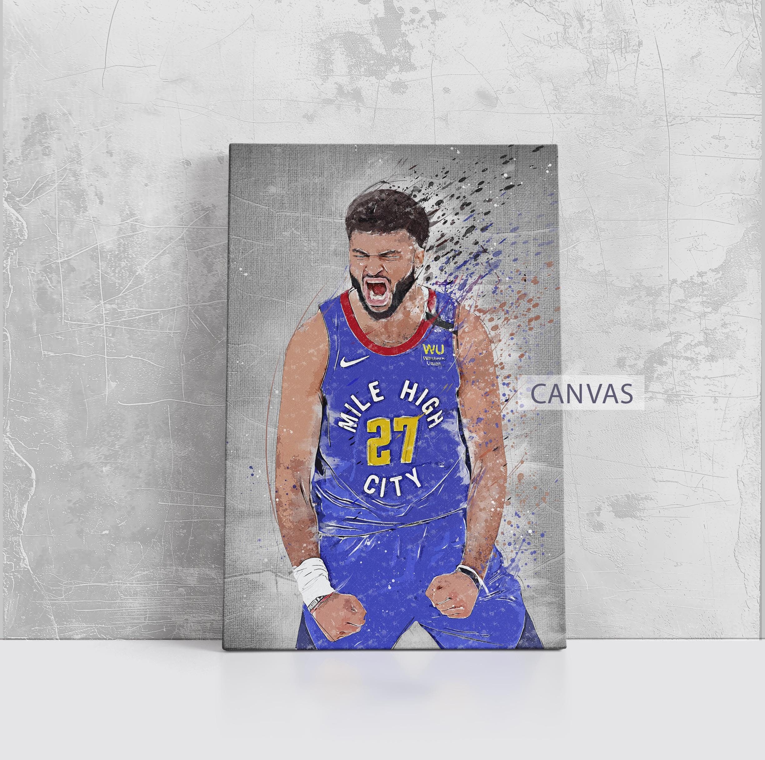 Jamal Murray Framed Canvas Print Denver Nuggets Poster Basketball Artwork NBA Wall Art Print Home Decor Gift M12 Birthday Gift