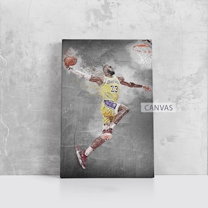 Lebron James Framed Canvas Print Los Angeles Lakers Poster Basketball Artwork NBA Wall Art Print Home Decor Gift M58 Birthday Gift