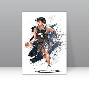De&#39;Aaron Fox Poster Sacramento Kings Wall Art Print Basketball Sports Poster NBA Canvas Print Framed Poster Basketball Poster Home Decor H15