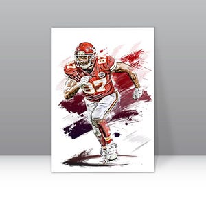 Travis Kelce Poster Print Kansas City Chiefs Wall Art Print Football Player Poster Sports Canvas NFL Print Football Home Decor Man Cave H186