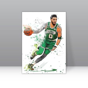 Jason Tatum Poster Boston Celtics Wall Art Print Basketball Sports Poster NBA Canvas Print Framed Poster Basketball Poster Home Decor H39