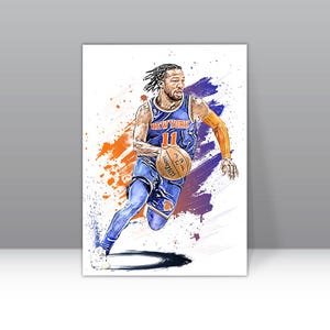 Pôster Jalen Brunson New York Knicks Arte de parede Impressão em tela Basquete Esportes NBA Pôster emoldurado Pôster de basquete Decoração de casa H32