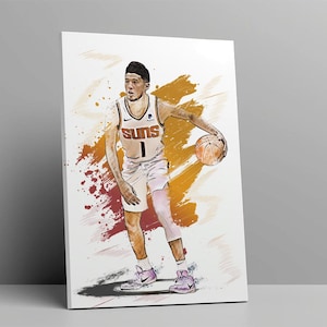 Devin Booker Poster Phoenix Suns Wall Art Print Basketball Sports Poster NBA Canvas Print Framed Poster Basketball Poster Home Decor H21