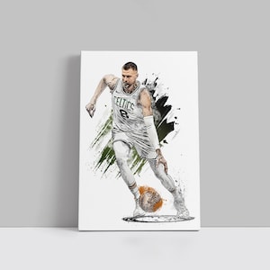 Kristaps Porzingis Poster Boston Celtics Wall Art Print Basketball Sports Poster Canvas Print Framed Poster Basketball Poster Home Decor H61