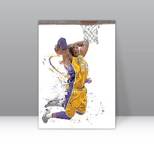 Kobe Bryant Poster Los Angeles Lakers Wall Art Print Basketball Sports Poster NBA Canvas Print Framed Poster Basketball Poster Home DecorH60