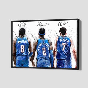 Shai Gilgeous Alexander Poster Oklahoma City Thunder Wall Art Basketball Canvas NBA Framed Print Art Sports Home Decor H106 Birthday Gift