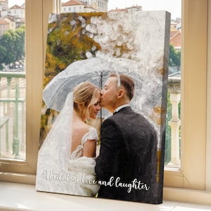 Custom Wedding Acrylic Painting from Photo - Anniversary Gift for Her - Couple Portrait - Wedding Gift Custom Portrait - Canvas Wall Art