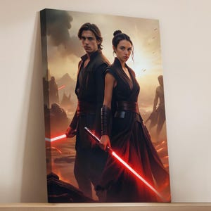 The Star Wars Couples Portrait from Photo -Couple Outfits Human Portrait -Valentines Day Gifts for Couples Him Her -Custom Star Wars Print image 1