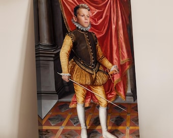 The Young Lord Royal Portrait from Photo-Renaissance Portrait-Historical Portrait-Royal Portrait- Human Portrait- Custom Kids Child Portrait