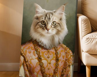 The Noblewoman - Custom Cat Portrait - Royal Renaissance Pet Portrait - Birthday Gift Ideas for Pet Lovers - Unique and Funny Gift Canvas