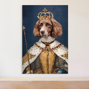 The Emperor - Custom King Dog Portrait - Classic Renaissance Birthday Gift Ideas - King Queen Pet Memorial Vintage - Royal Stretched Canvas