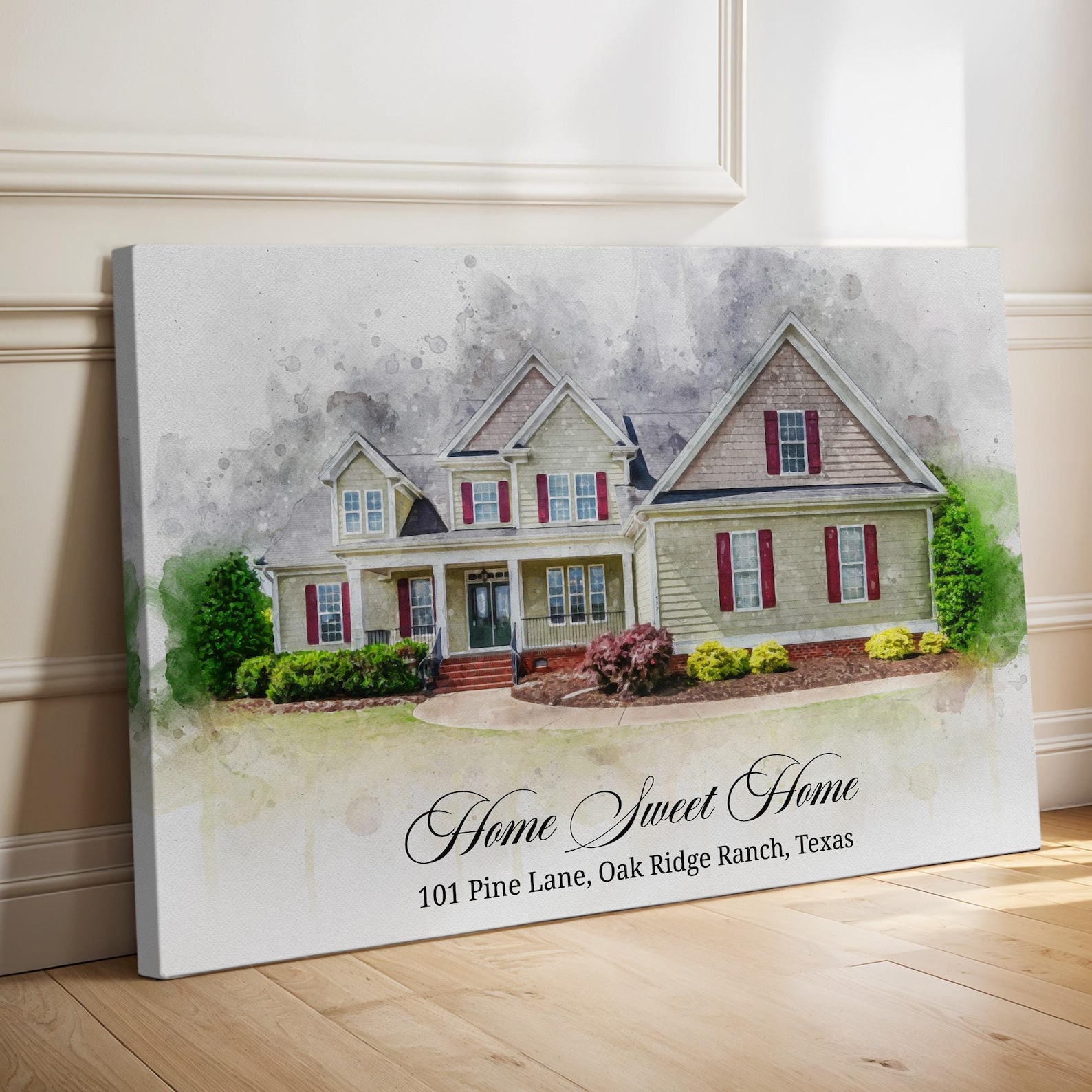 Our First Home Portrait From Photo - House Custom Watercolor Painting ...