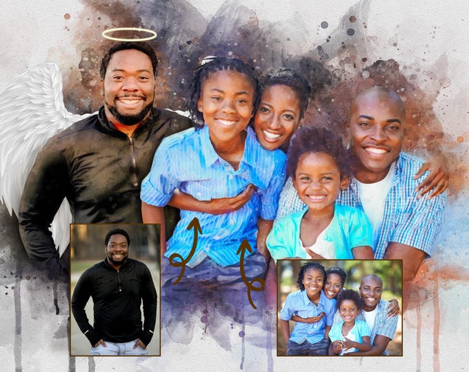 Add Deceased Loved One From Multiple Photos With Angel Wings, Family