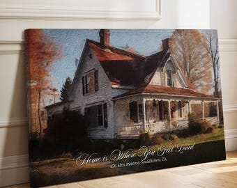 Custom House Oil Painting from Photo - Our First Home Gift - House Portrait Canvas - Housewarming Realtor Gift - Closing Gift Home Portrait
