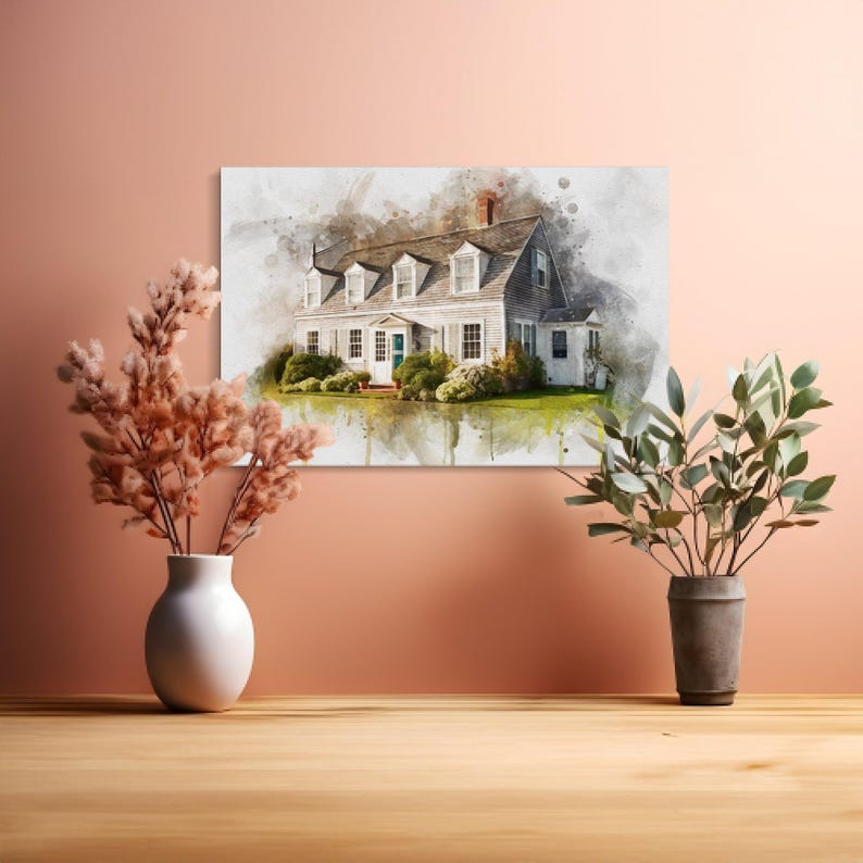 Our First Home Portrait From Photo - House Custom Watercolor Painting ...