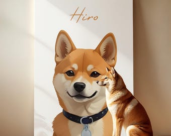 Modern Custom Pet Portrait from Photo - Personalized Dog Portrait - Dog Lover Gift for Pets - Pet Memorial Gift - Stretched Canvas Wall Art