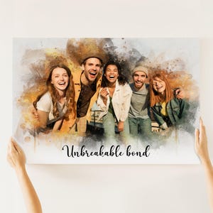 Best Friend Portrait from Photo - Custom Watercolor Friends Portrait - Personalized Best Friend Gift for Him - Digital File/Stretched Canvas