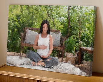 Mommy and Me Custom Oil Painting from Photo - Mothers Day Gift for Pregnant Women - Baby Announcement of Mom - Custom Stretched Canvas