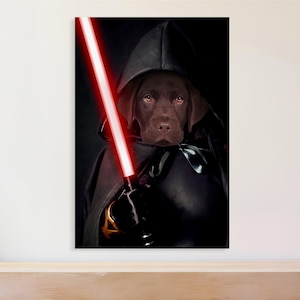 The Sith Lord - Custom Pet Portrait - Star Wars Print Decors - Dark Side Pet Art from Photo - Funny and Unique Painting - Stretched Canvas