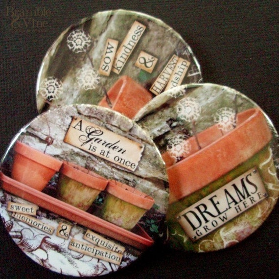 Items similar to Mossy Terra Cotta Garden Pins on Etsy