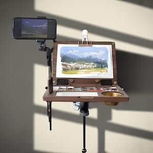 Portable Travel Wooden Watercolor Paint Walnut Paint Mini Box Oil Palette Tray Box