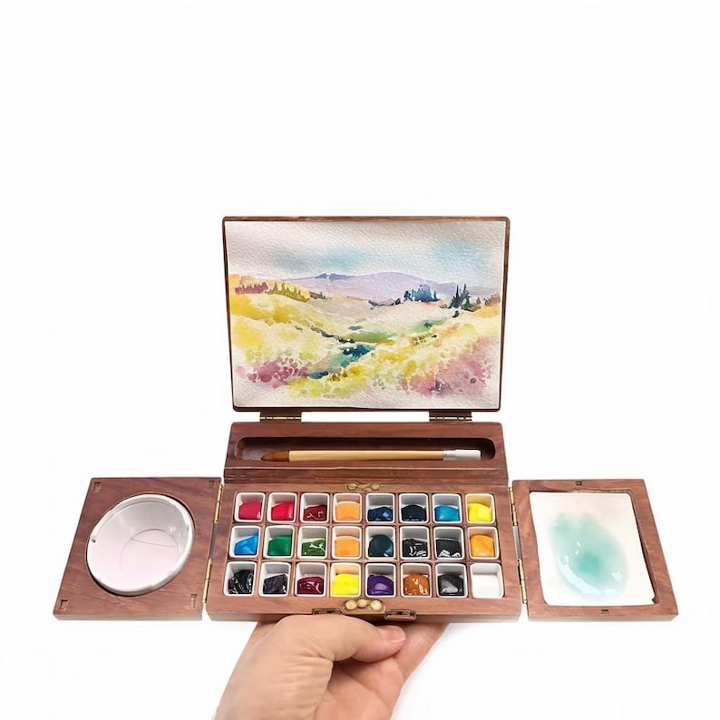 Paint Palette With Lid Portable Watercolor Box Pallete - View #4