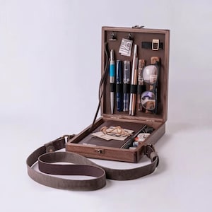 Boîte en bois rétro pour écrivains, sac de voyage vintage pour croquis de chevalet, sac à outils de rangement extérieur en bois avec couvercle, sac à main boîte souvenir