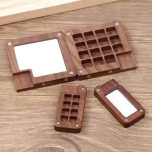 1/2pcs Mini Black Walnut Portable Watercolor Palette – Empty Box for Acrylic & Watercolor Paints | Travel-Friendly Paint Box