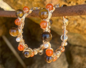 Tiger Eye Constellation Hoops (L/XL)