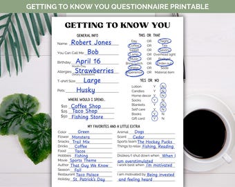 Team building get to know your staff questionnaire printable, get to know me coworker survey, Getting to know you, Employee favorite things