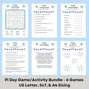 Pi Day Activity, Printable Pi Day Game Bundle, Happy 3.14 day, Holiday and Party games