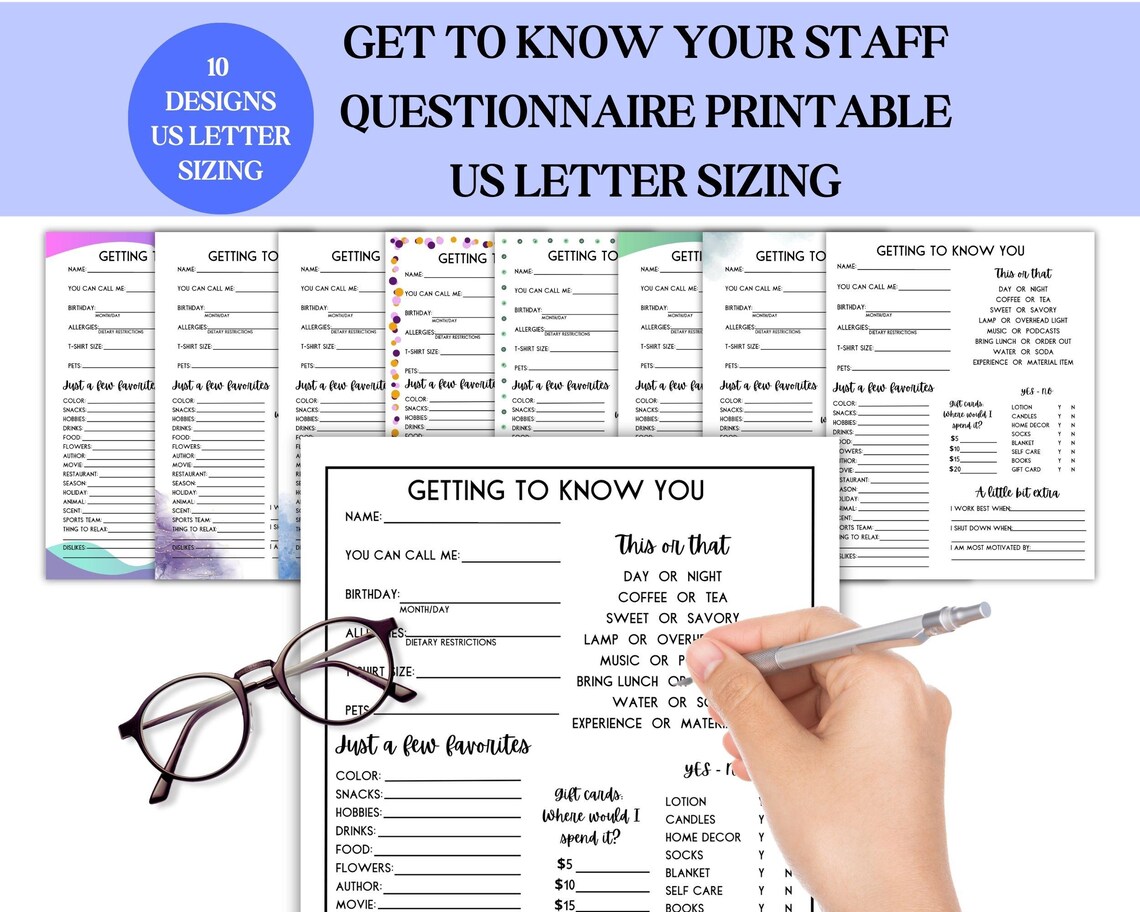 Team Building Get to Know Your Staff Questionnaire Printable, Employee ...