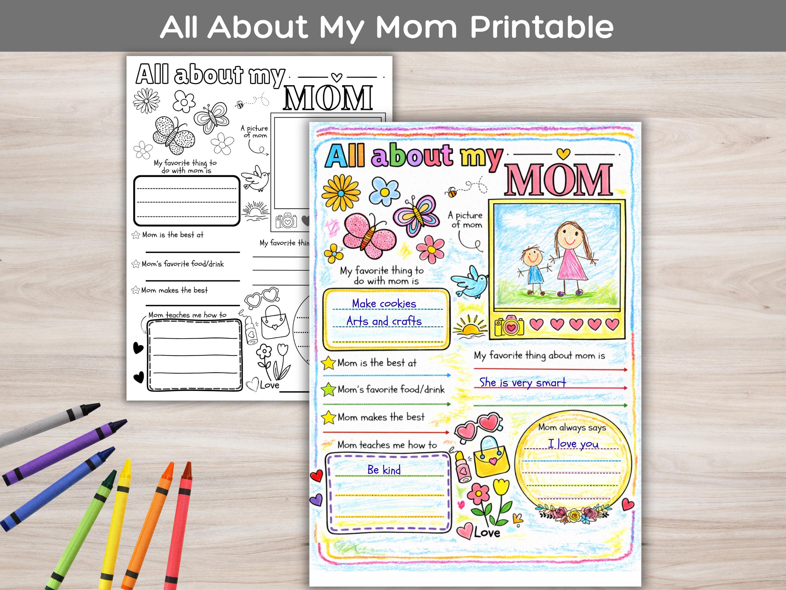 All About My Mom Questionnaire Printable Worksheet, Mother’s Day Gift ...