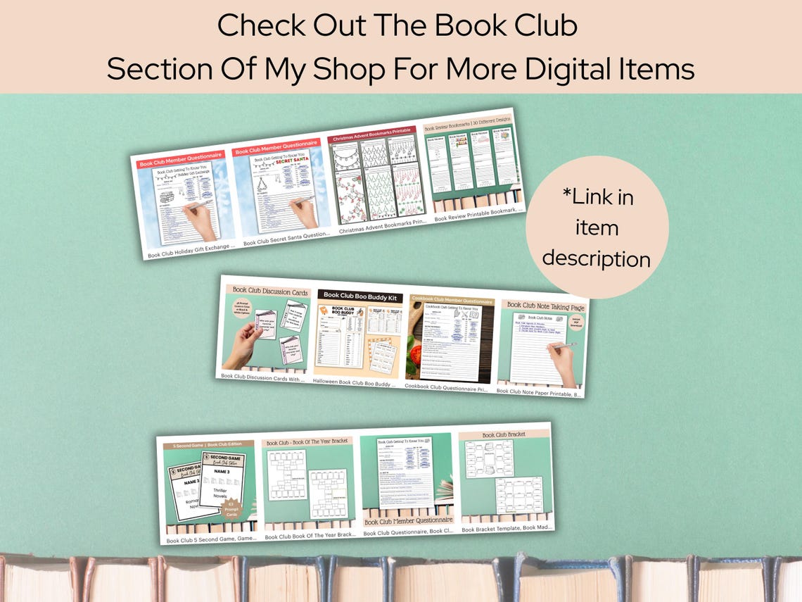 Book Club Survey Questionnaire Printable Template, Book Club Discussion ...